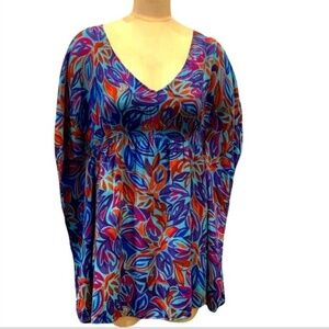 Mimi Chica M Kaftan Kimono Style Pullover Blouse Multicolor Floral #231A